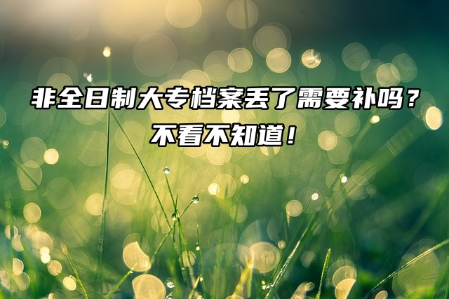 非全日制大专档案丢了需要补吗？这还用问！