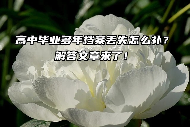 高中毕业多年档案丢失怎么补？解答文章来了！