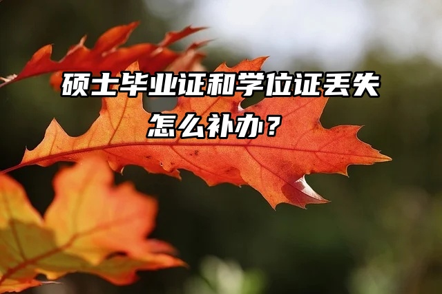 急急急！硕士毕业证和学位证丢失怎么补办？