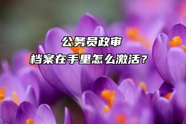 公务员政审：档案在手里怎么激活？