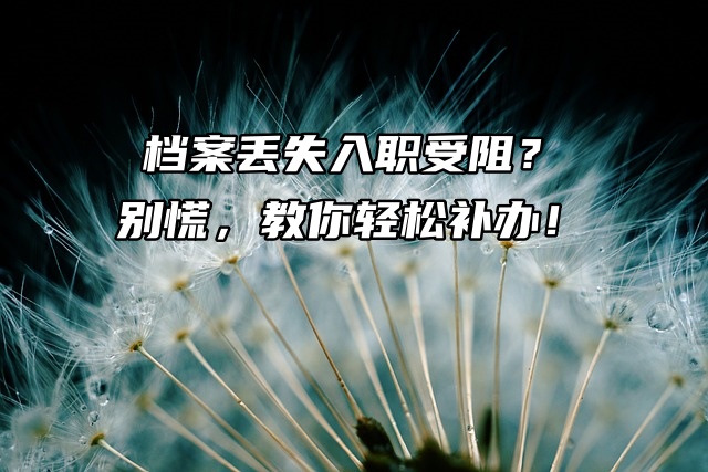 档案丢失入职受阻？别慌，教你轻松补办！