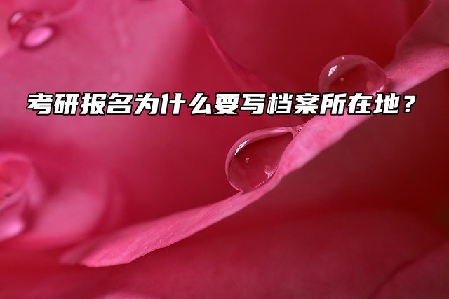 提问！考研报名为什么要写档案所在地？