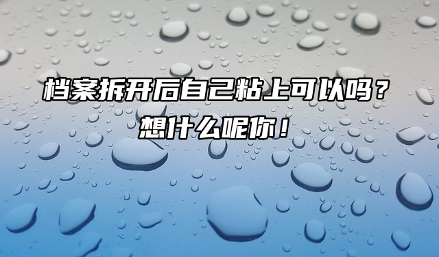 档案拆开后自己粘上可以吗？想什么呢你！