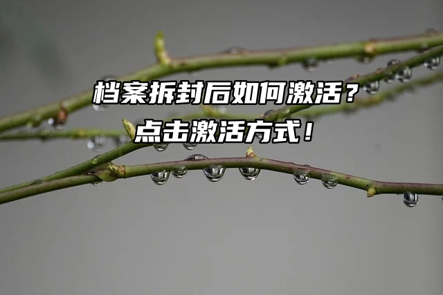 档案拆封后如何激活？点击激活方式！
