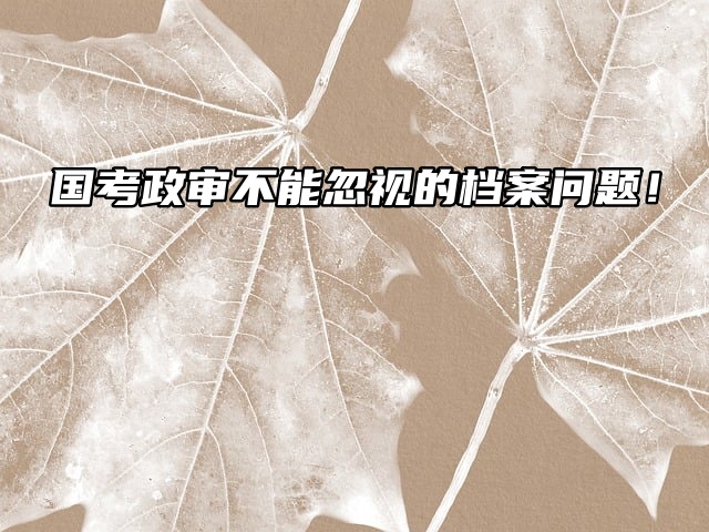国考政审不能忽视的档案问题！