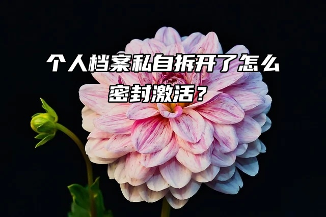 个人档案私自拆开了怎么密封激活？