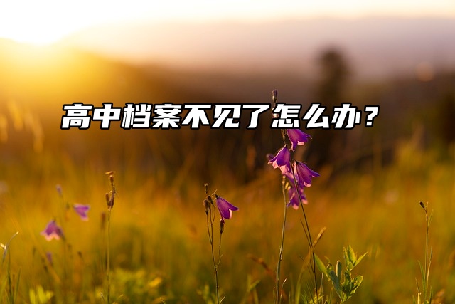 高中档案不见了怎么办？补办流程一览！