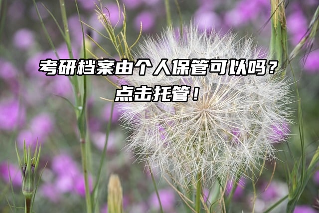 考研档案由个人保管可以吗？点击托管！