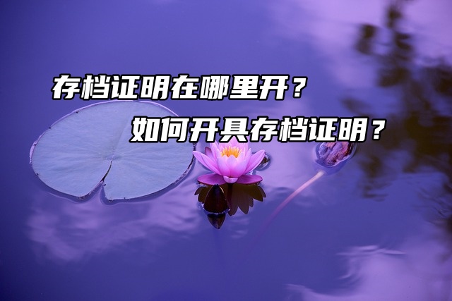 存档证明在哪里开？如何开具存档证明？