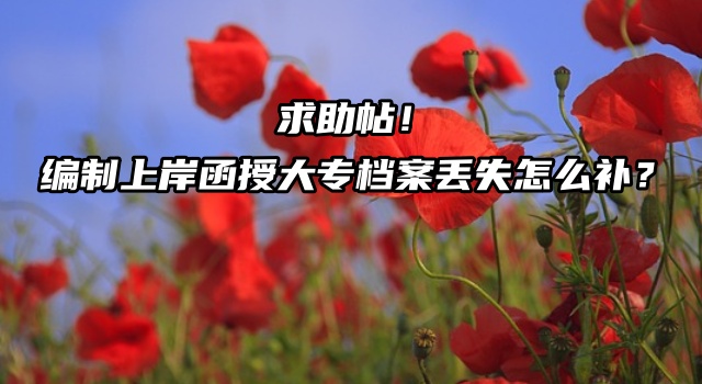 求助帖！编制上岸函授大专档案丢失怎么补？