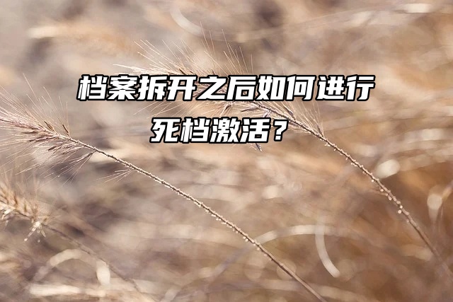 档案小知识：档案拆开之后如何进行死档激活？