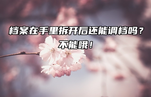 档案在手里拆开后还能调档吗？不能哦！