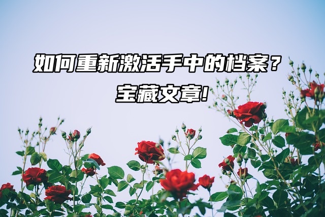 如何重新激活手中的档案？宝藏文章!