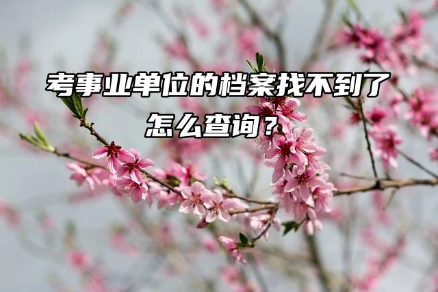 考事业单位的档案找不到了，档案查询平台来了！
