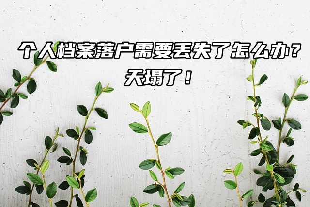 个人档案落户需要丢失了怎么办？天塌了！