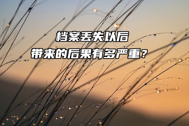 档案丢失以后带来的后果有多严重？一分钟告诉你！