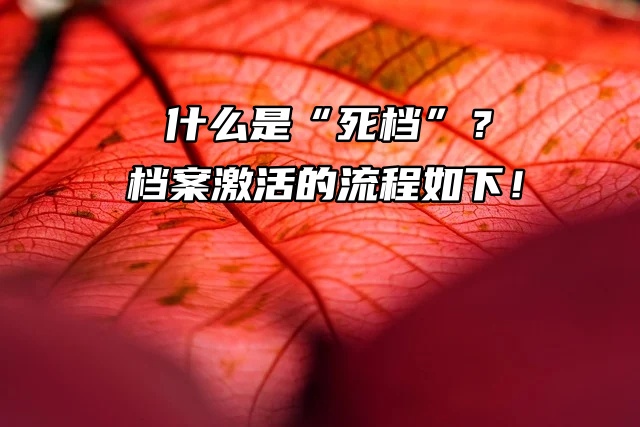 什么是“死档”？档案激活的流程如下！