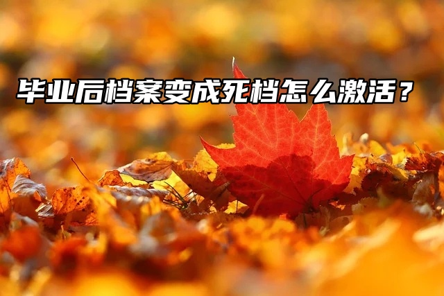 毕业后档案变成死档怎么激活？