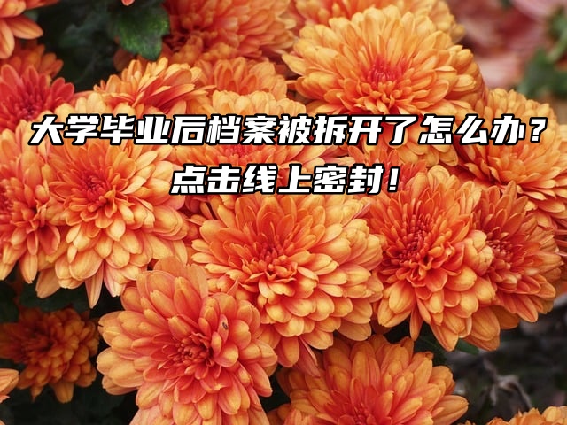 大学毕业后档案被拆开了怎么办？点击线上密封！