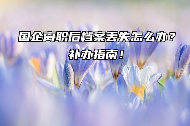 国企离职后档案丢失怎么办？补办指南！