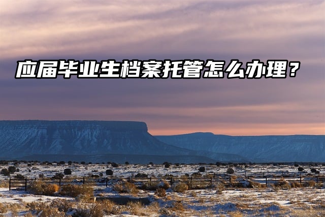 急急急！应届毕业生档案托管怎么办理？