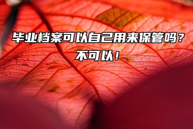 毕业档案可以自己用来保管吗？不可以！