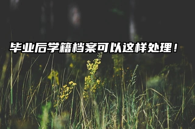 应届生必看！毕业后学籍档案可以这样处理！