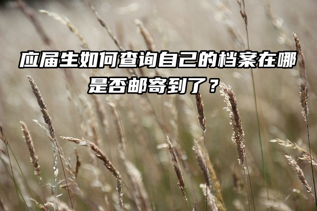 应届生如何查询自己的档案在哪，是否邮寄到了？