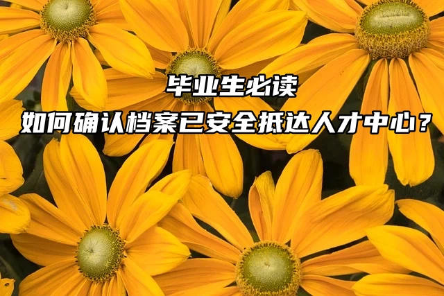 毕业生必读：如何确认档案已安全抵达人才中心？