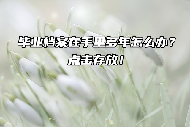 毕业档案在手里多年怎么办？点击存放！