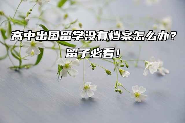 高中出国留学没有档案怎么办？留子必看！