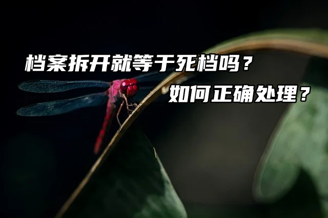 档案拆开就等于死档吗？如何正确处理？