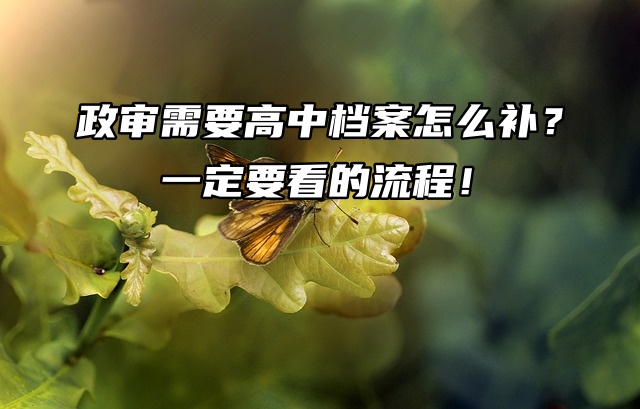 政审需要高中档案怎么补？一定要看的流程！