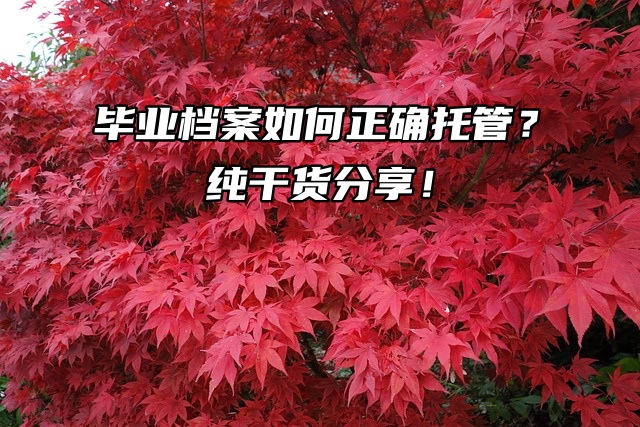 毕业档案如何正确托管？纯干货分享！