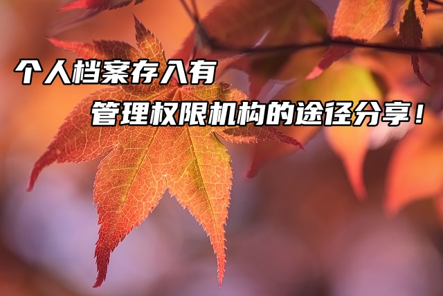 个人档案存入有管理权限机构的途径分享！