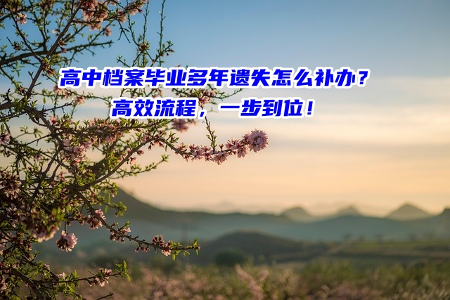 高中档案毕业多年遗失怎么补办？高效流程，一步到位！