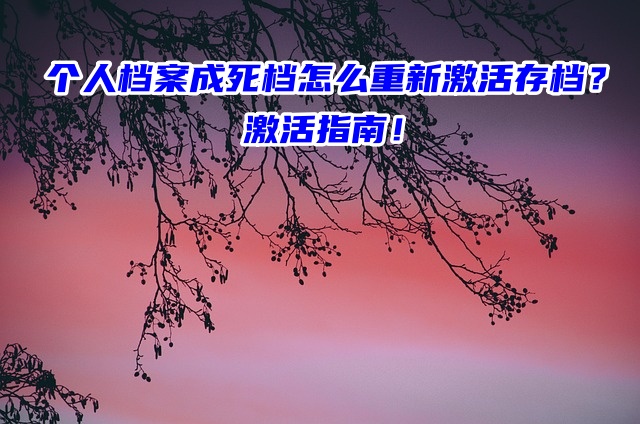 个人档案成死档怎么重新激活存档？激活指南！